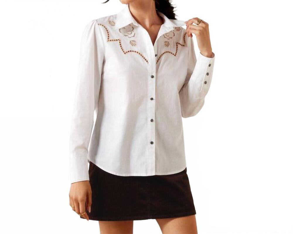 NEW ARIAT lattice lace long sleeve western shirt in white